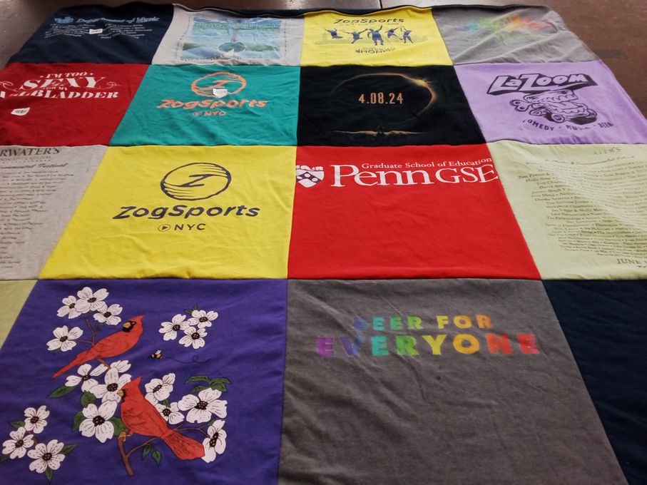 T-shirt quilt from university of pennsylvania graduate school of education by Sara Lynn from NY