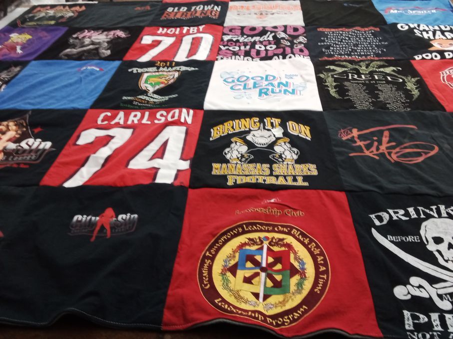 T-shirt quilt featuring kansas sharks football by Dawn from VA