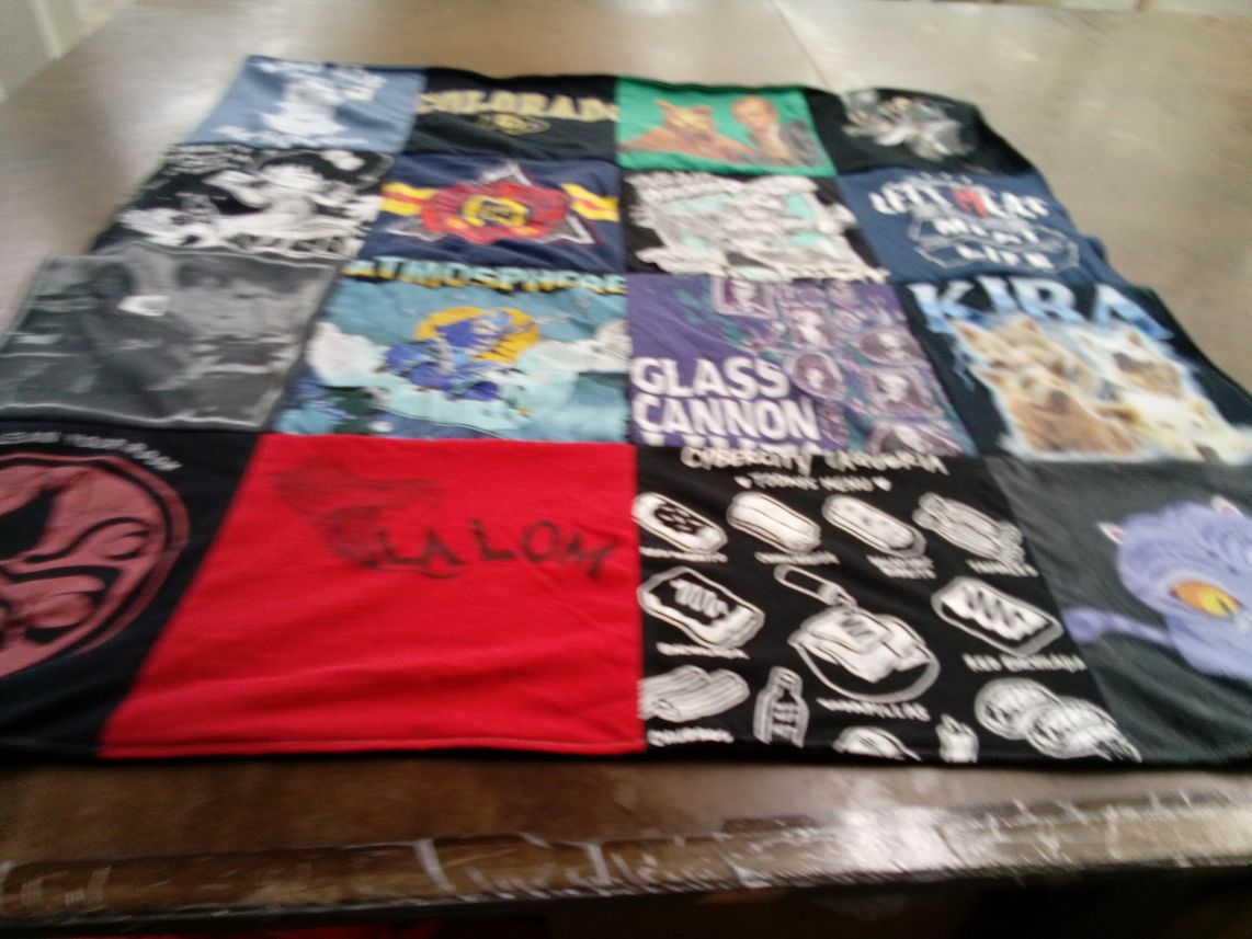 T-shirt quilt with gaming themes by Eric from CO