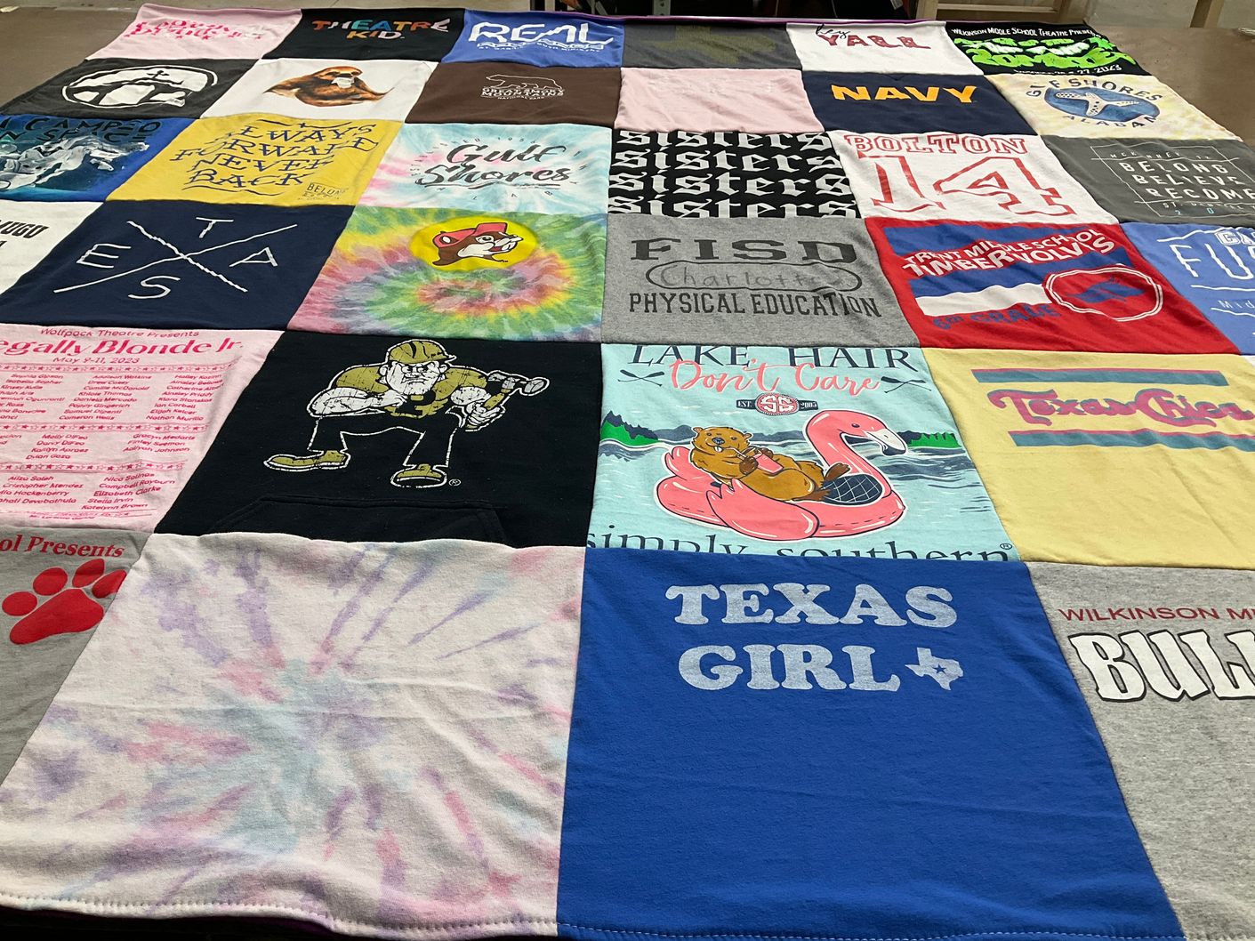 T-shirt quilt from bolton college by Elizabeth from TX