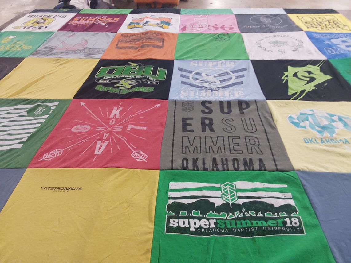 T-shirt quilt from oklahoma baptist university by Phillip from OK