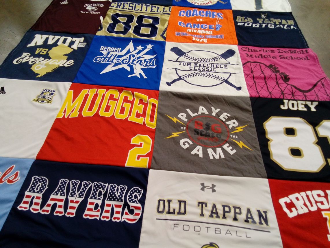 T-shirt quilt featuring old tappan football, ravens by Jennifer from NJ