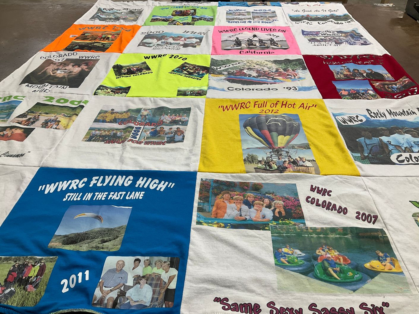 T-shirt quilt with outdoor activities, adventure themes by Kris from NE
