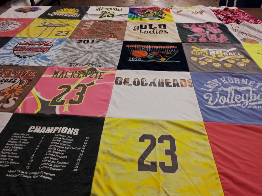 T-shirt quilt featuring lady hornets volleyball by April from AR