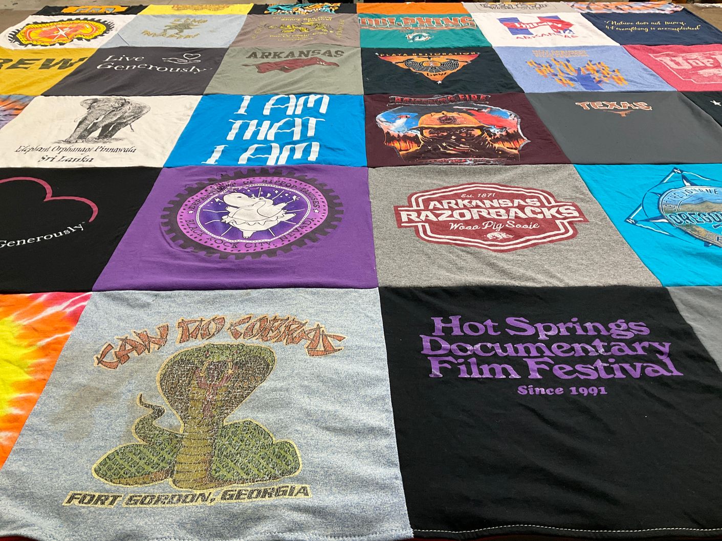 T-shirt quilt featuring arkansas razorbacks by John from AR