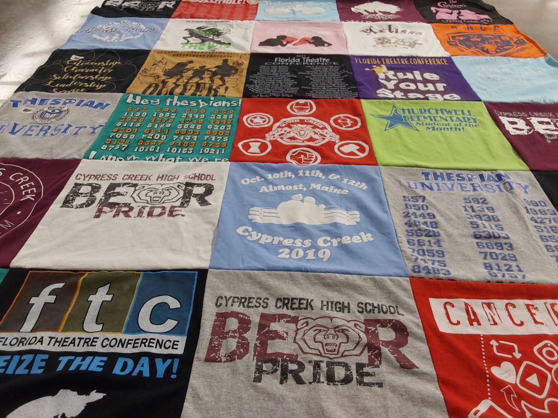 T-shirt quilt from cypress creek high school, thespian university by Melissa from FL