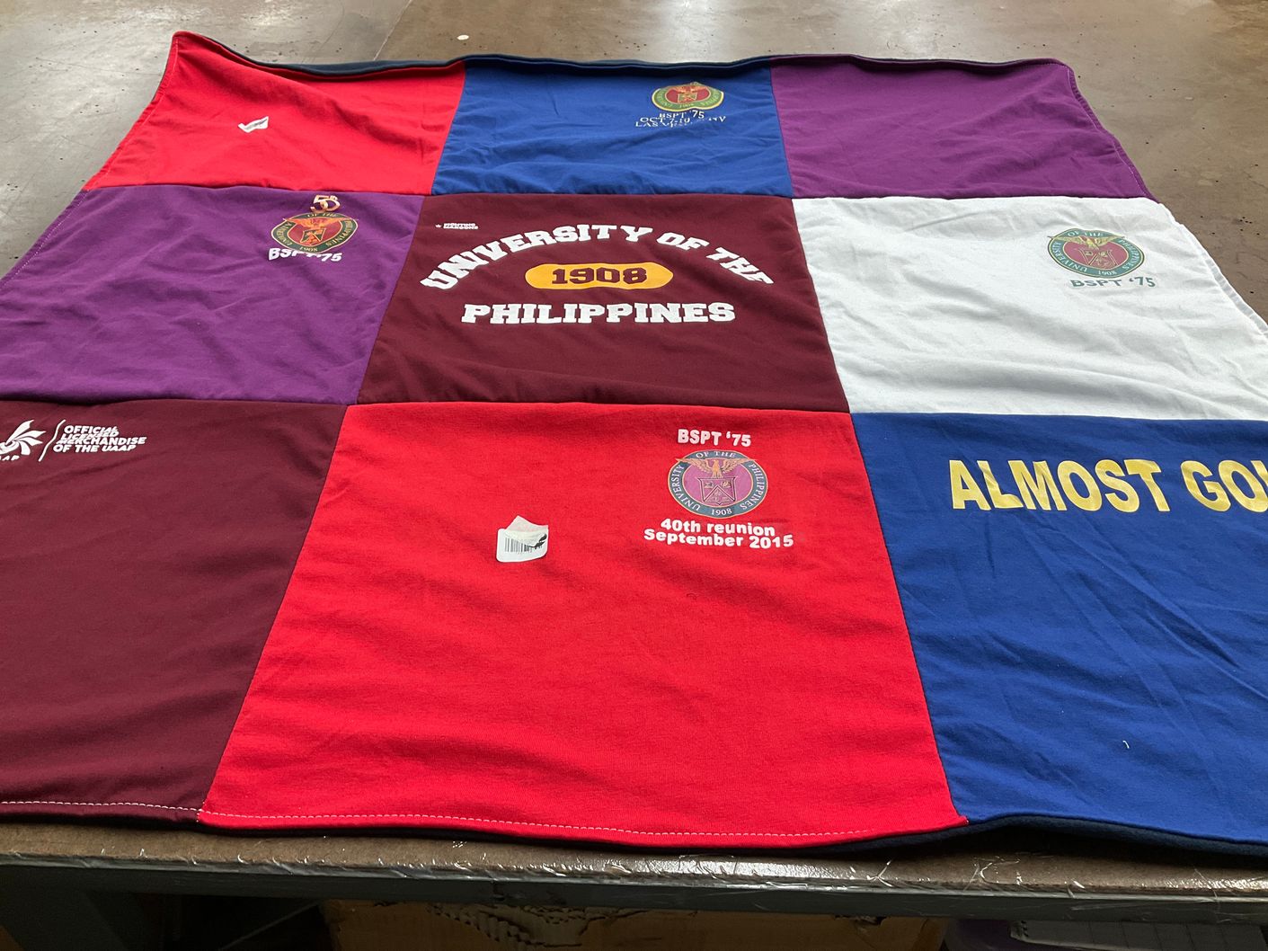 T-shirt quilt from university of the philippines by Lorrinne from CA