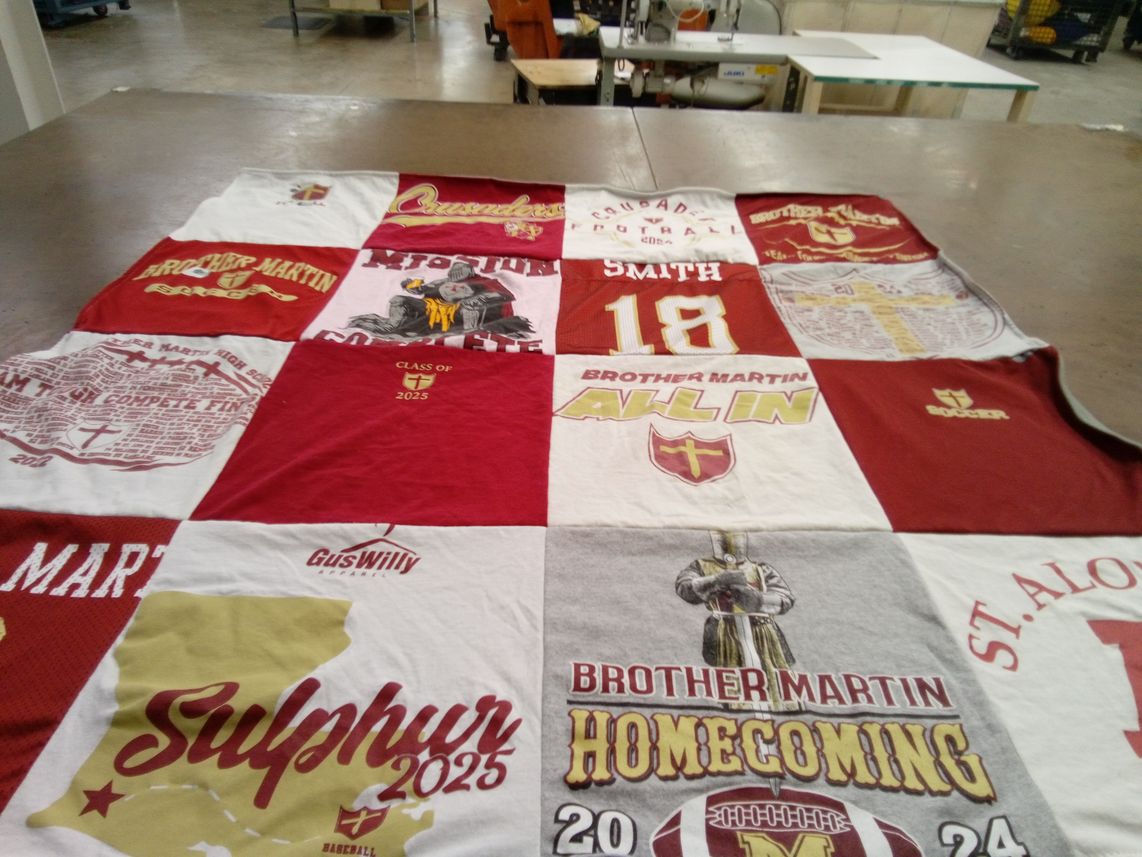 T-shirt quilt featuring brother martin crusaders football by Hillary from LA