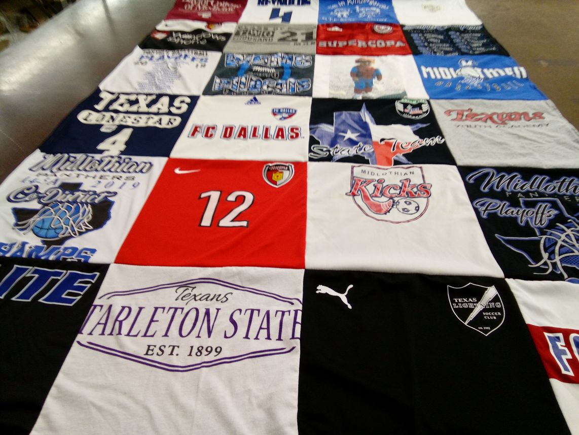 T-shirt quilt featuring midlothian kicks by Lisa from TX