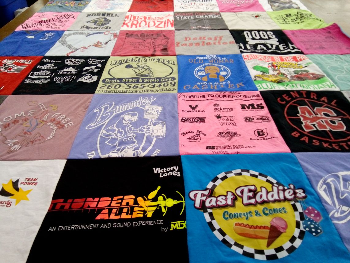 T-shirt quilt from norwell high school, central catholic high school by Elaine from IN