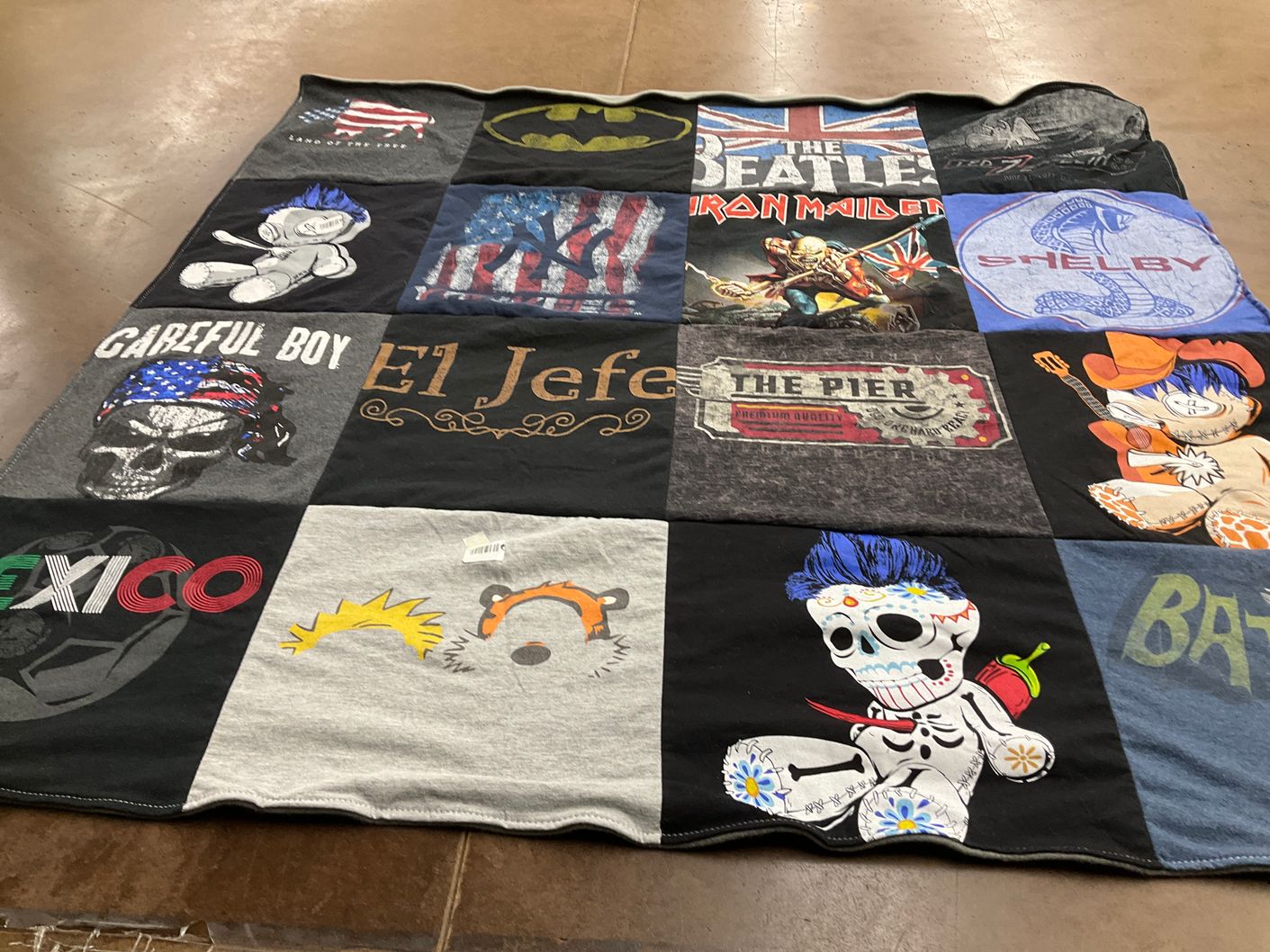 T-shirt quilt with music, cartoons themes by Georgina from MA