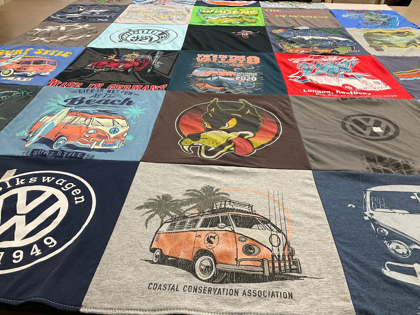 T-shirt quilt with vw buses, surfing themes by matthew from SC