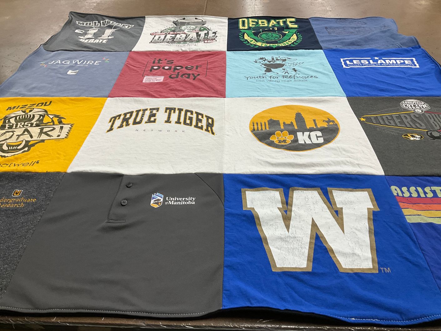 T-shirt quilt featuring missouri tigers by Tanner from IL
