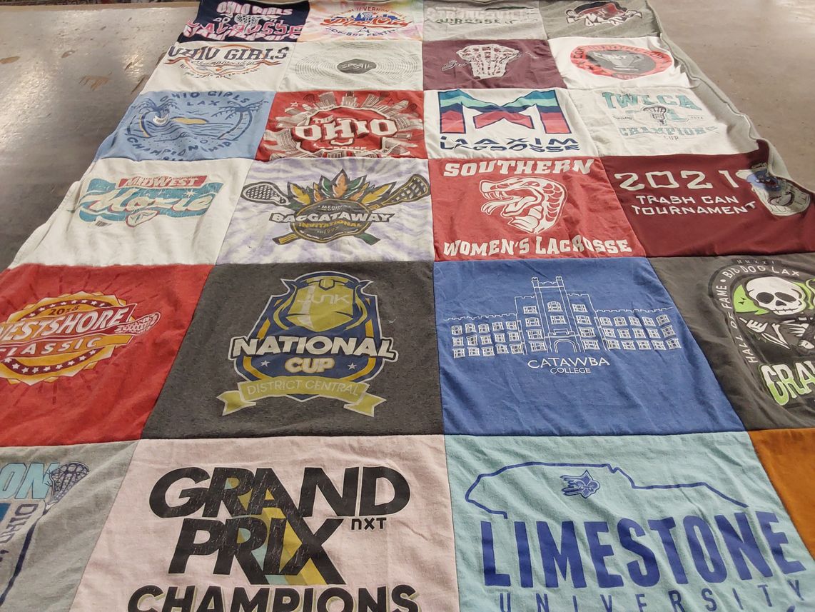 T-shirt quilt from catawba college, limestone university by Betsy from OH