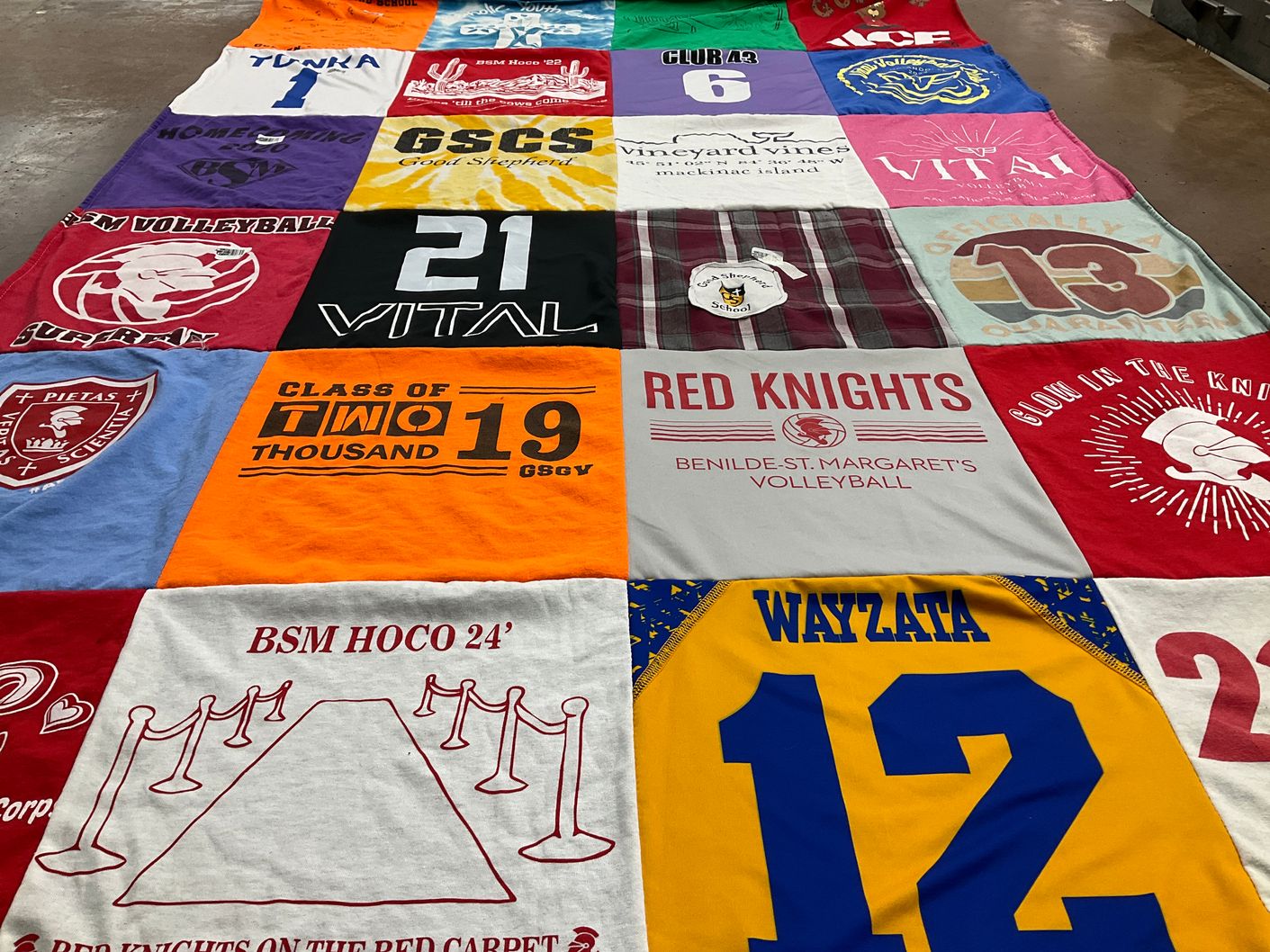 T-shirt quilt featuring benilde-st. margaret's volleyball, wayzata high school volleyball by Casie from MN