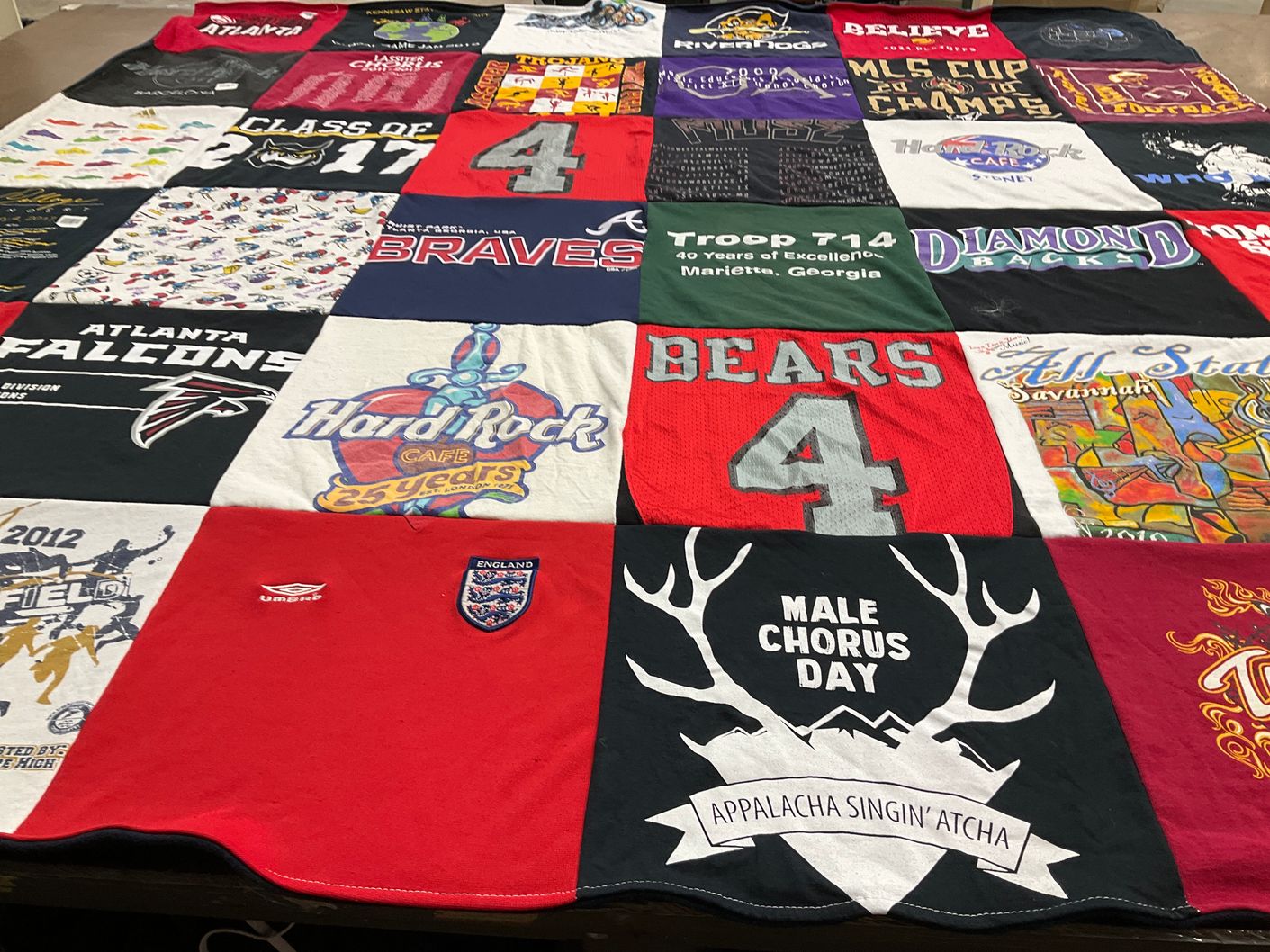 T-shirt quilt featuring atlanta falcons, atlanta braves by Yvonne from GA