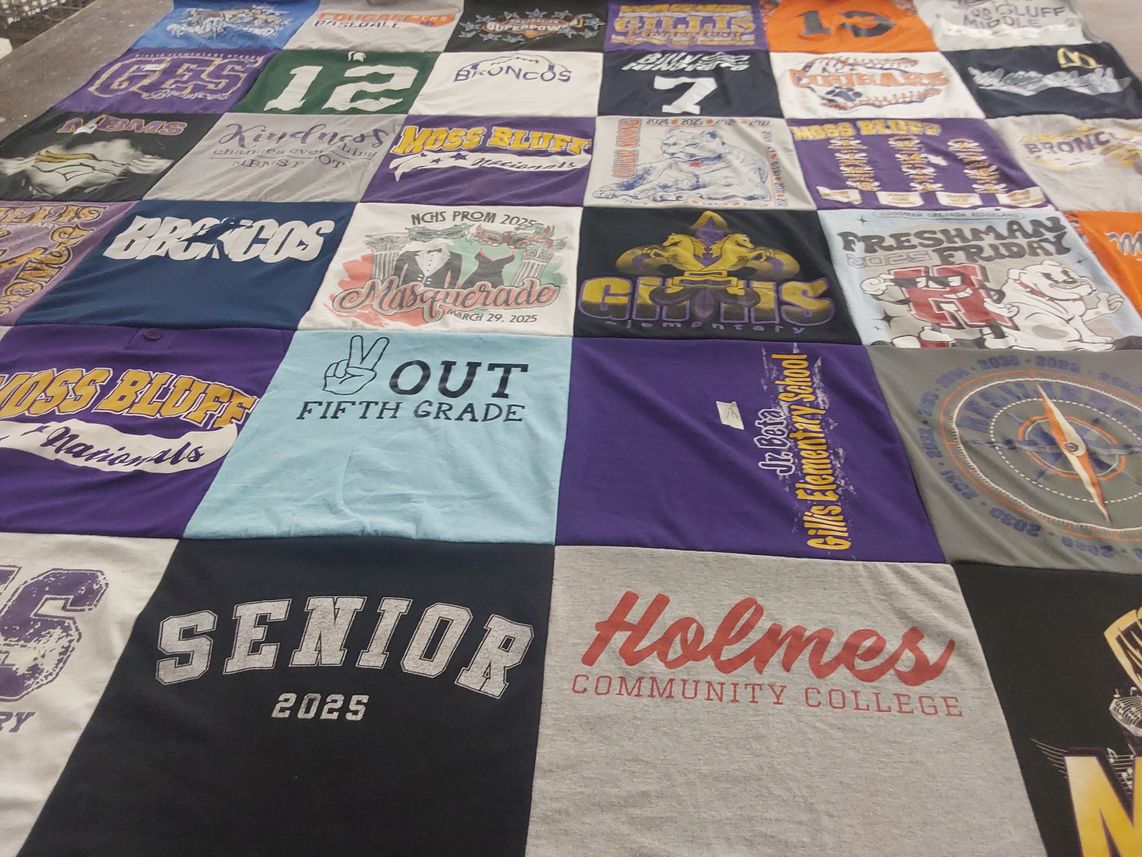 T-shirt quilt featuring moss bluff nationals, broncos by Kara from MS