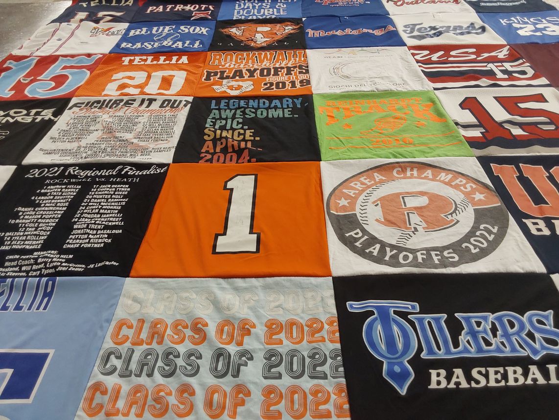 T-shirt quilt featuring rockwall high school baseball, tilers baseball by Andrew from TX