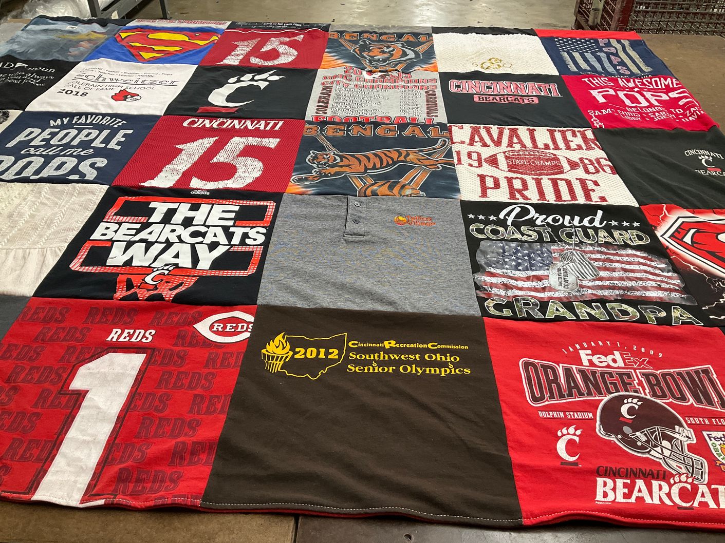 T-shirt quilt featuring cincinnati bearcats by Stephanni from OH