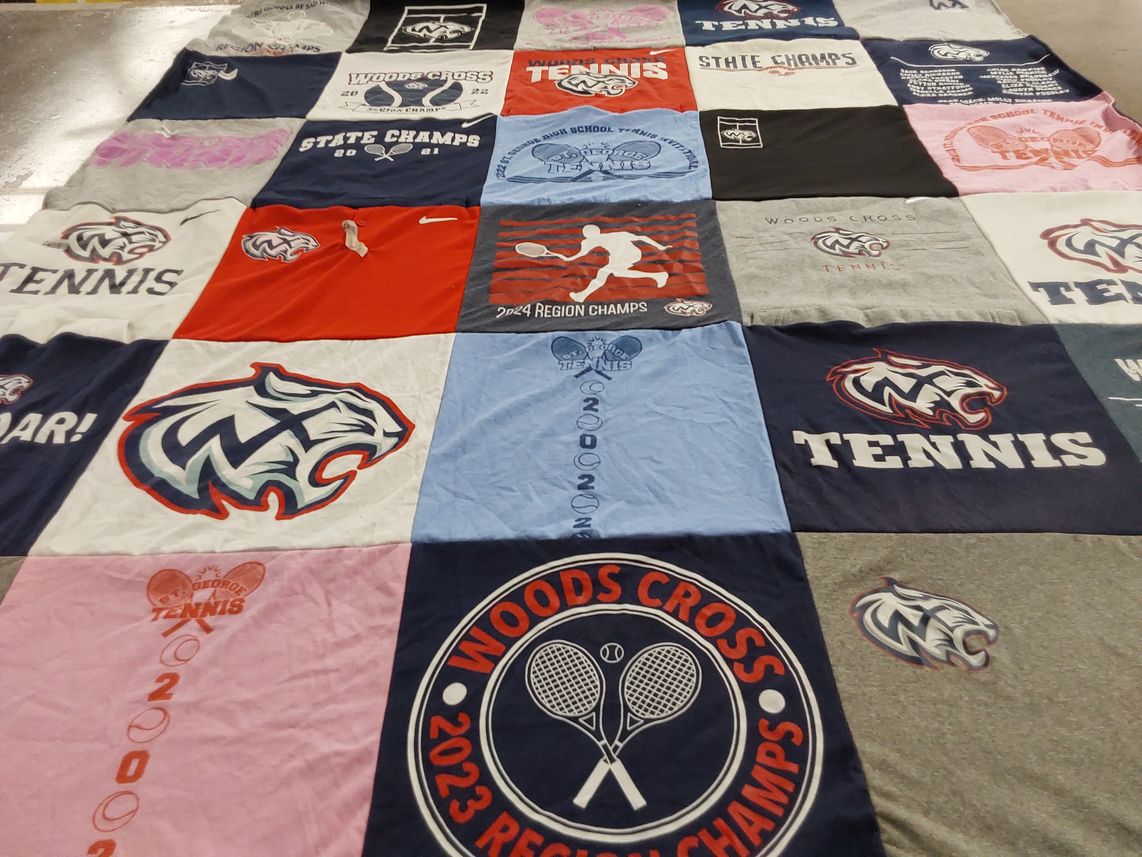 T-shirt quilt featuring woods cross high school tennis by Cort from UT