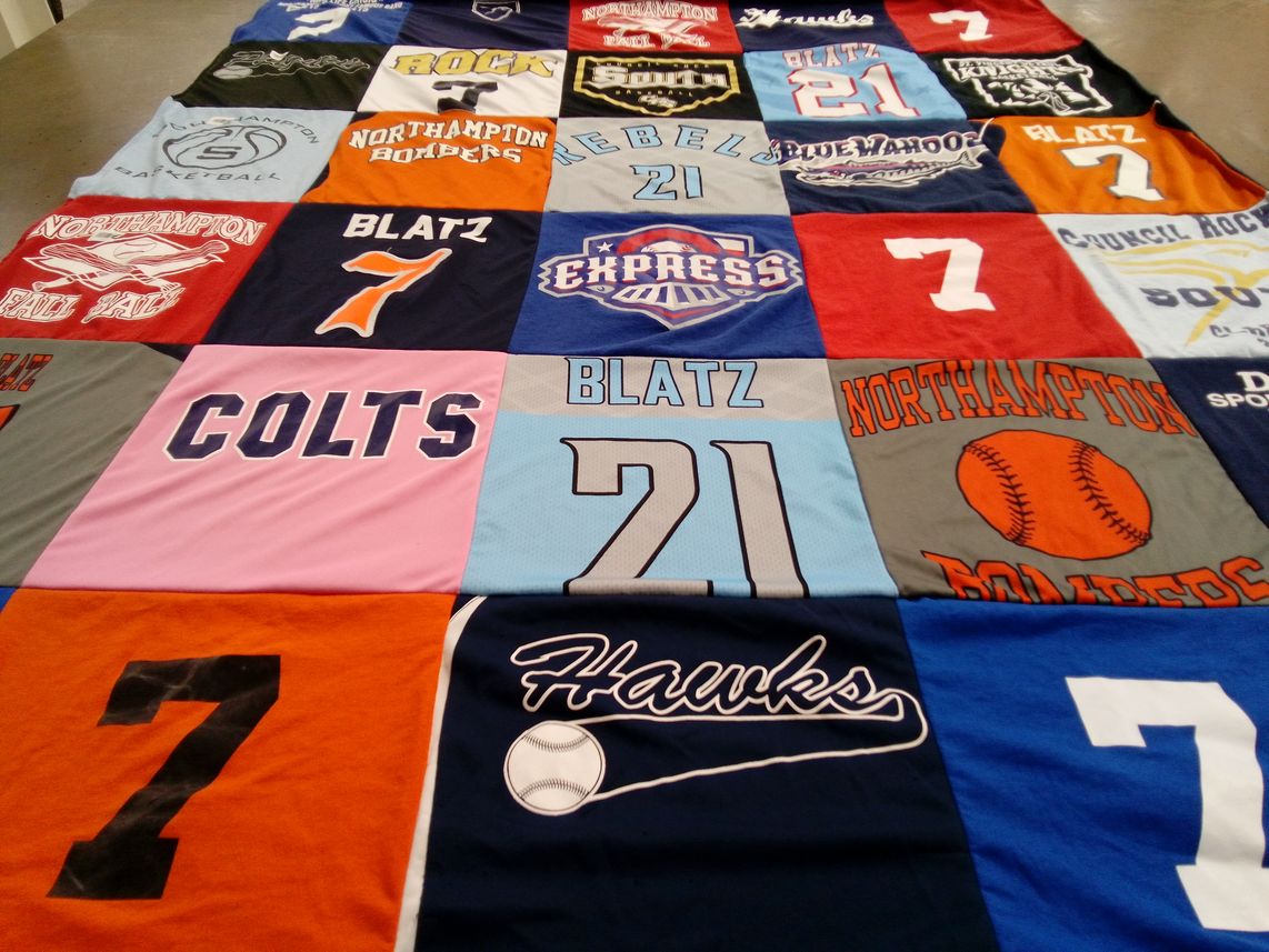 T-shirt quilt featuring northampton boulders, northampton express by Megan from PA