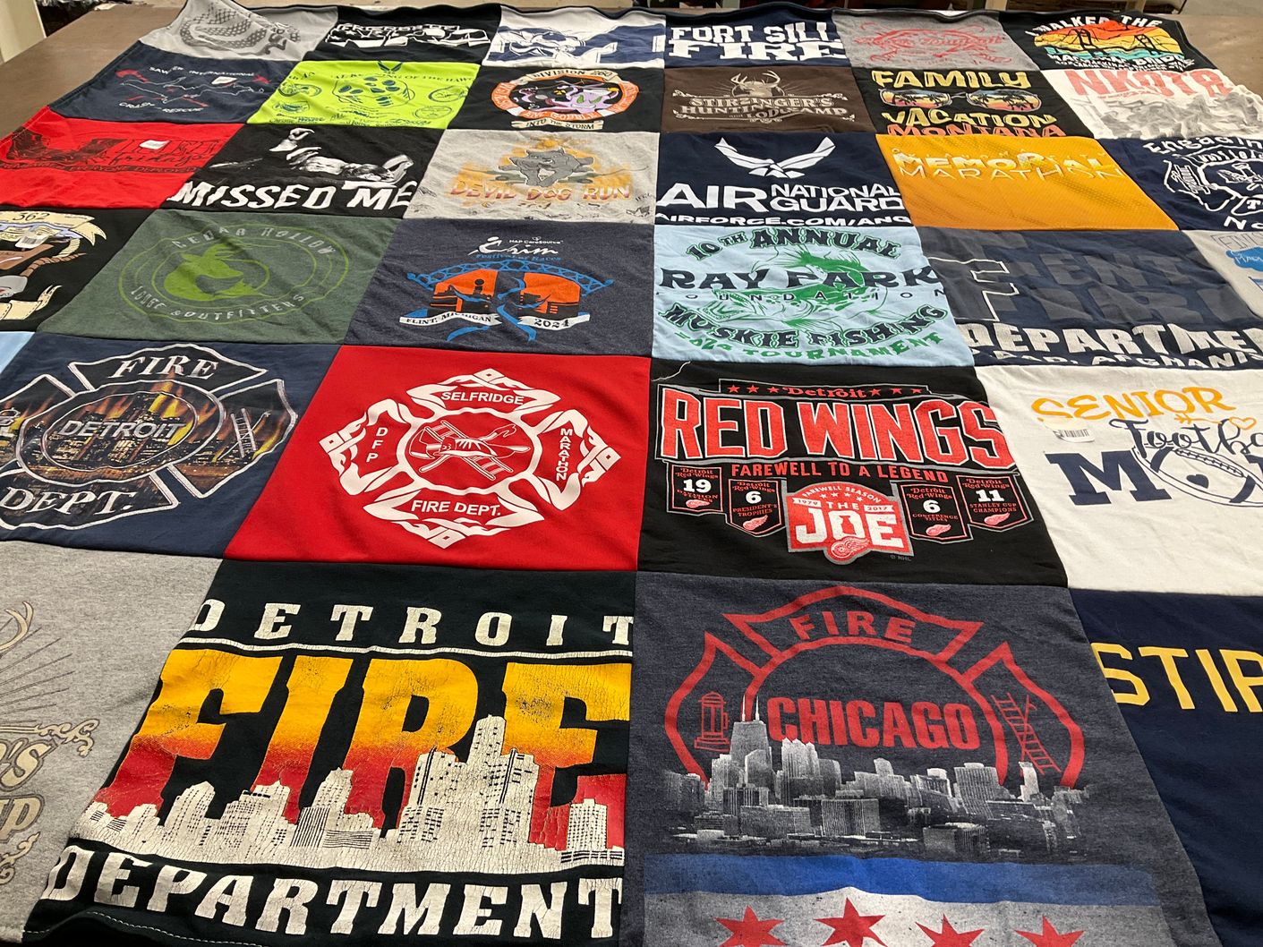 T-shirt quilt featuring detroit red wings by Selina from MI