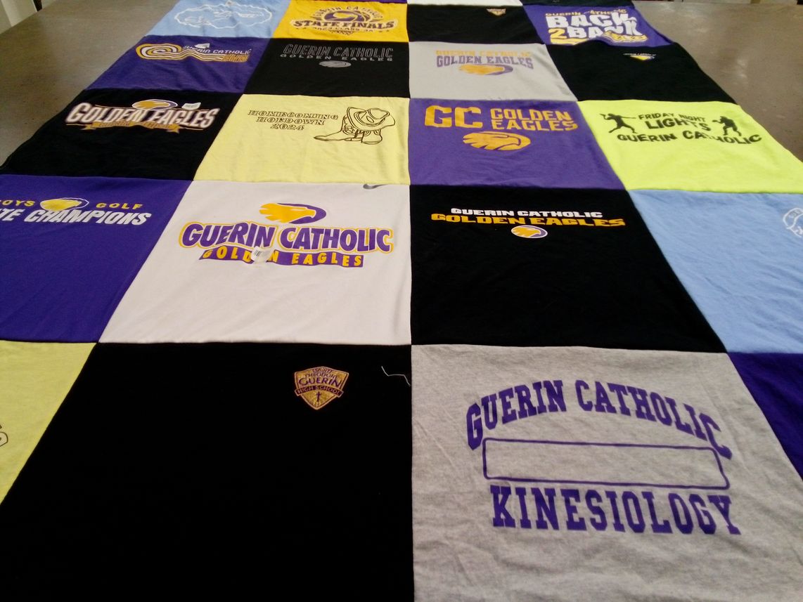 T-shirt quilt featuring guerin catholic golden eagles by Sara from IN