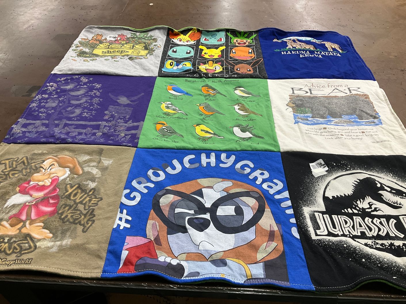 T-shirt quilt with animals, cartoons themes by Dannielle from MD