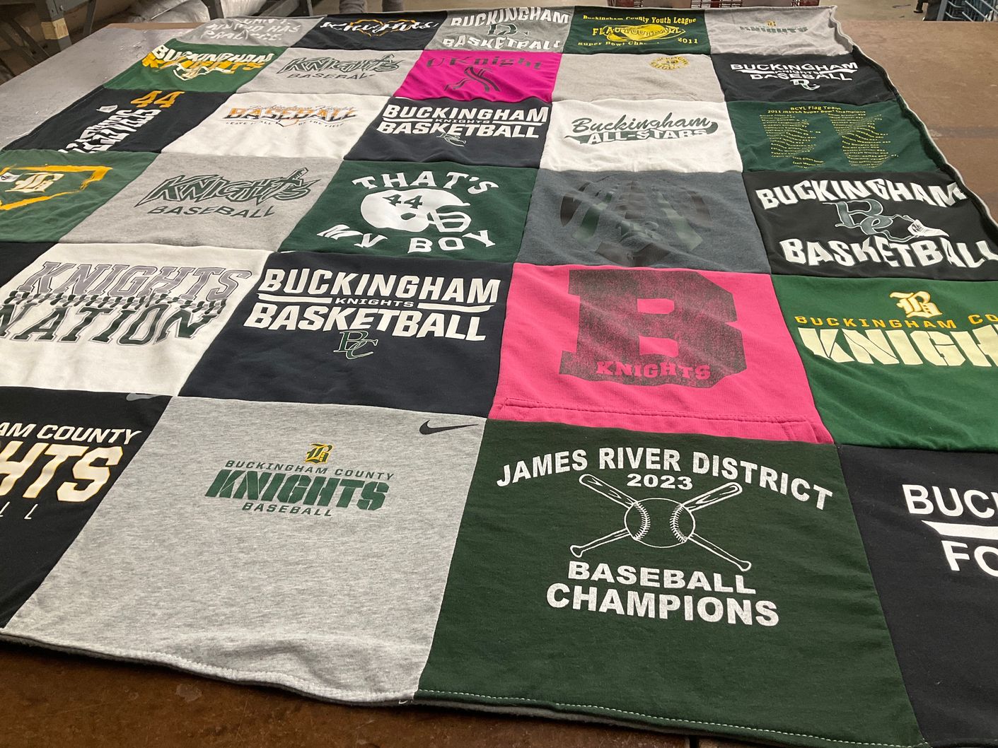 T-shirt quilt featuring buckingham county knights baseball, buckingham county knights basketball by Renee from VA