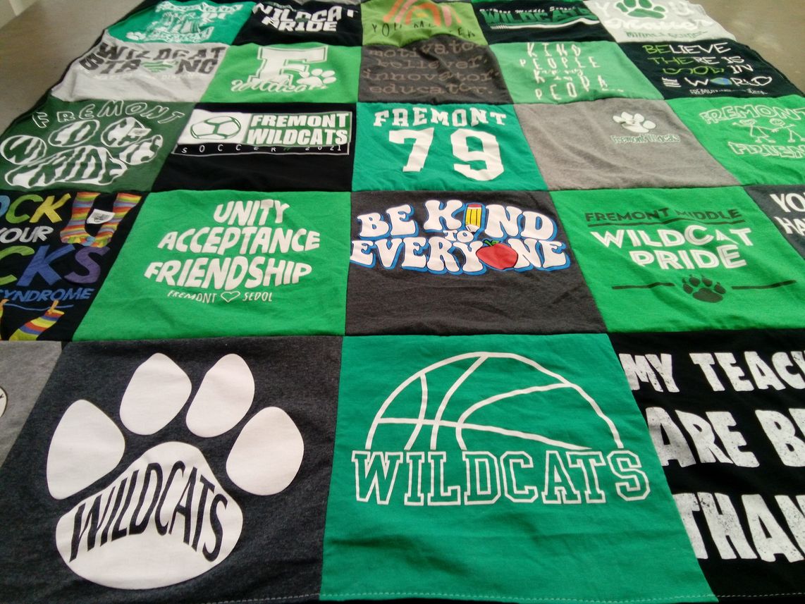 T-shirt quilt featuring wildcats by Krista from IL