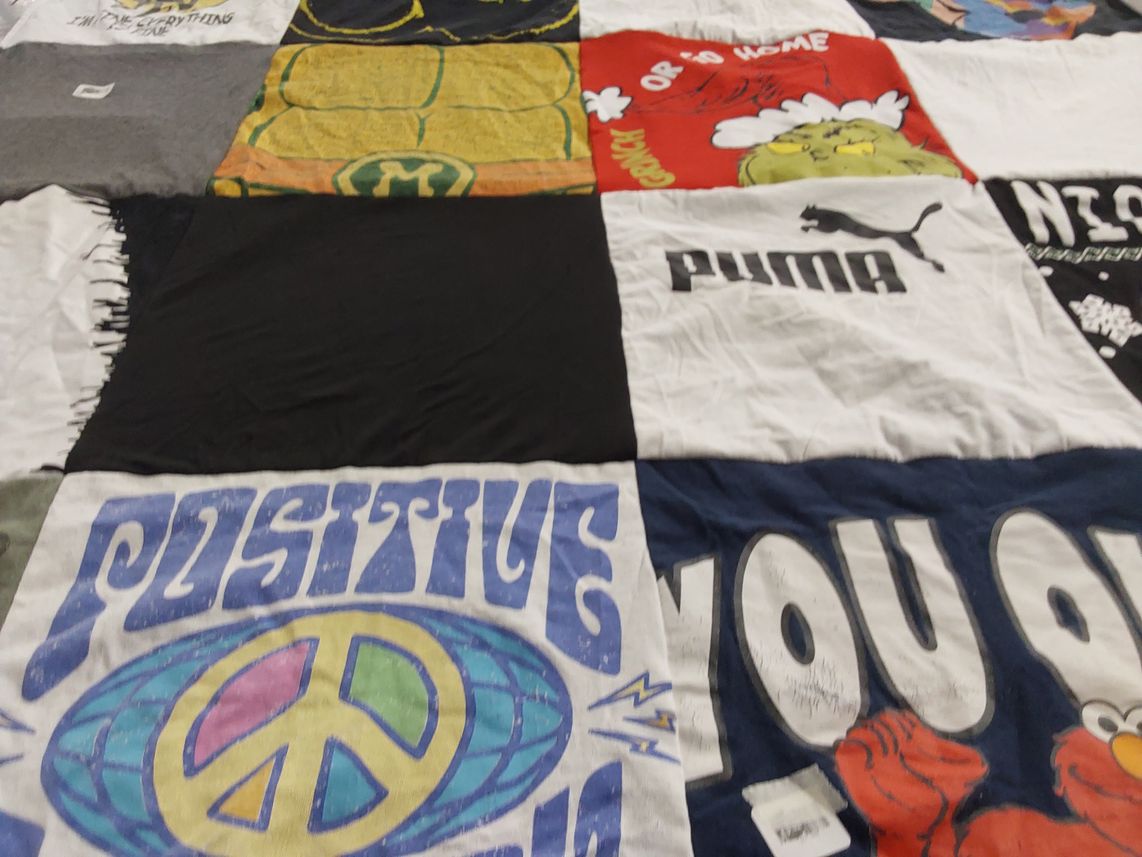 T-shirt quilt with peace, cartoons themes by Amber from OR