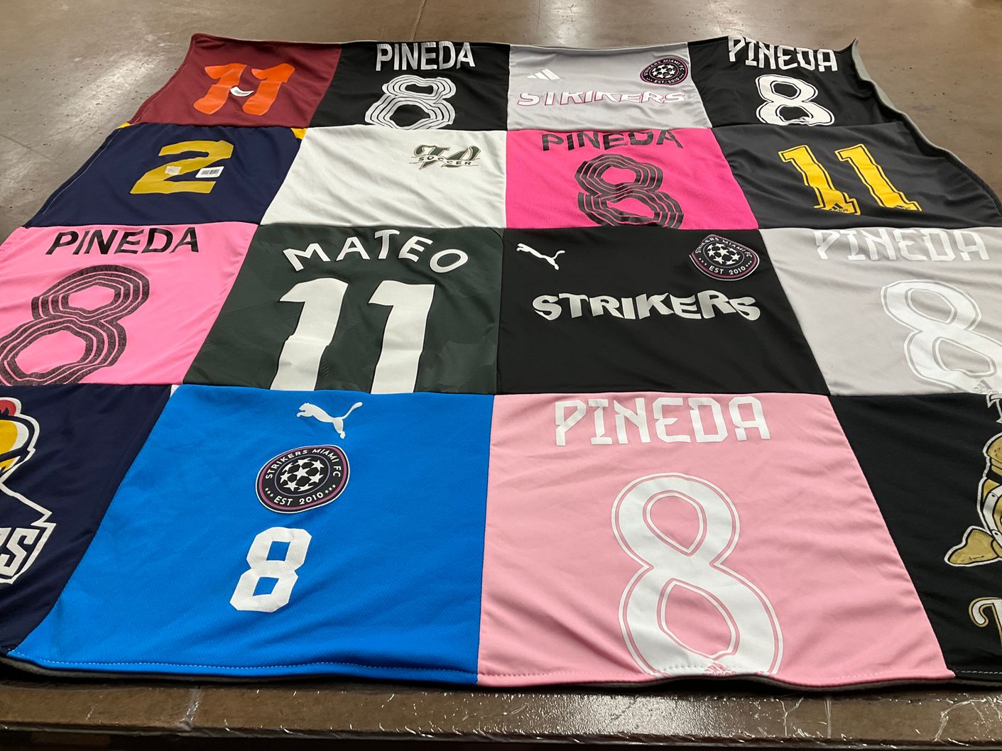 T-shirt quilt with soccer, sports themes by maria from FL