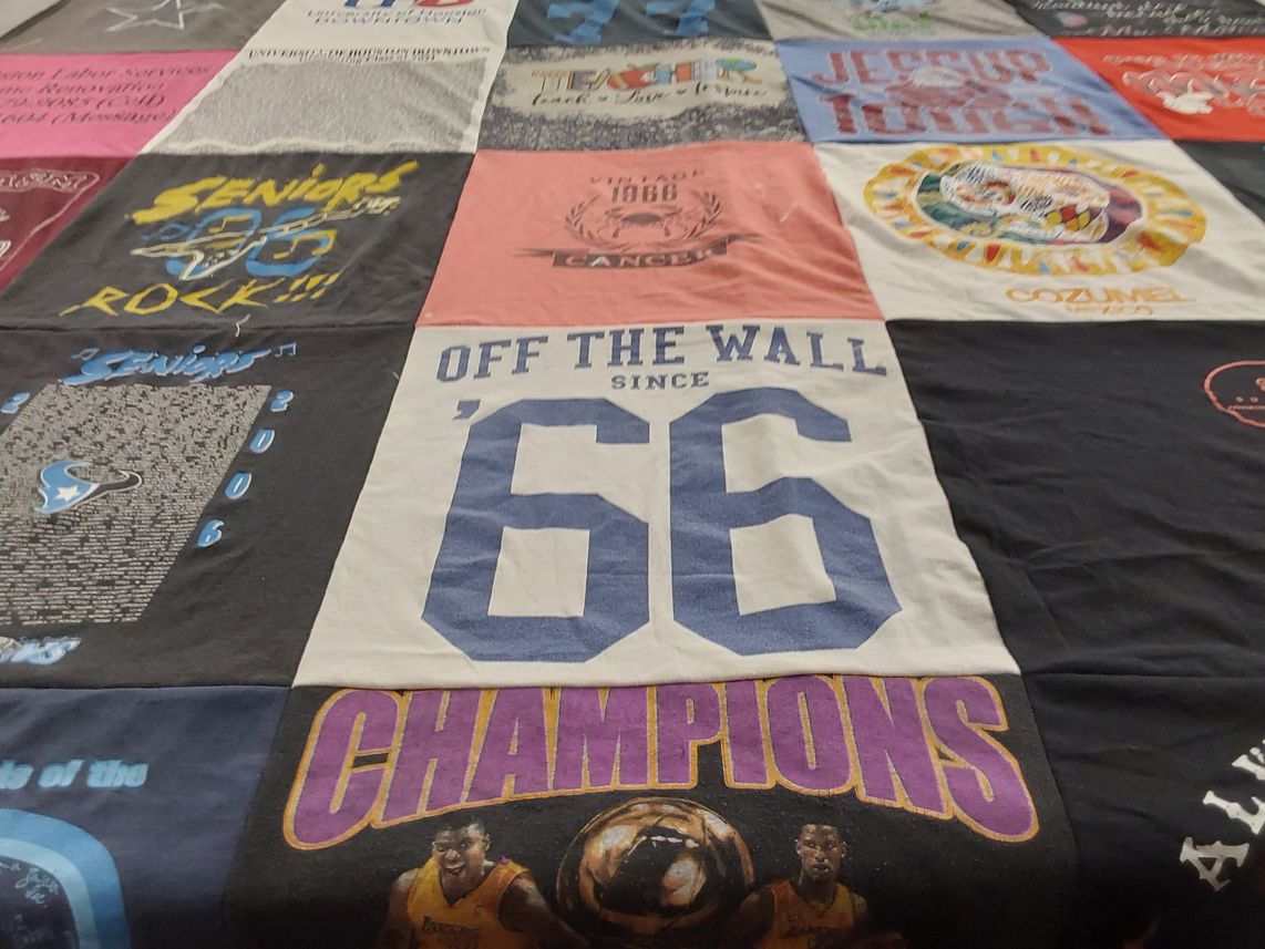 T-shirt quilt featuring los angeles lakers by Magdalena from TX