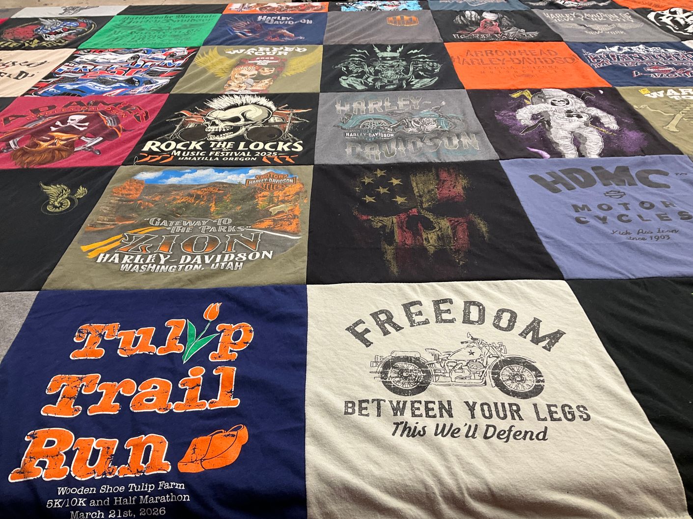 T-shirt quilt with motorcycling, outdoor events themes by Joseph from OR