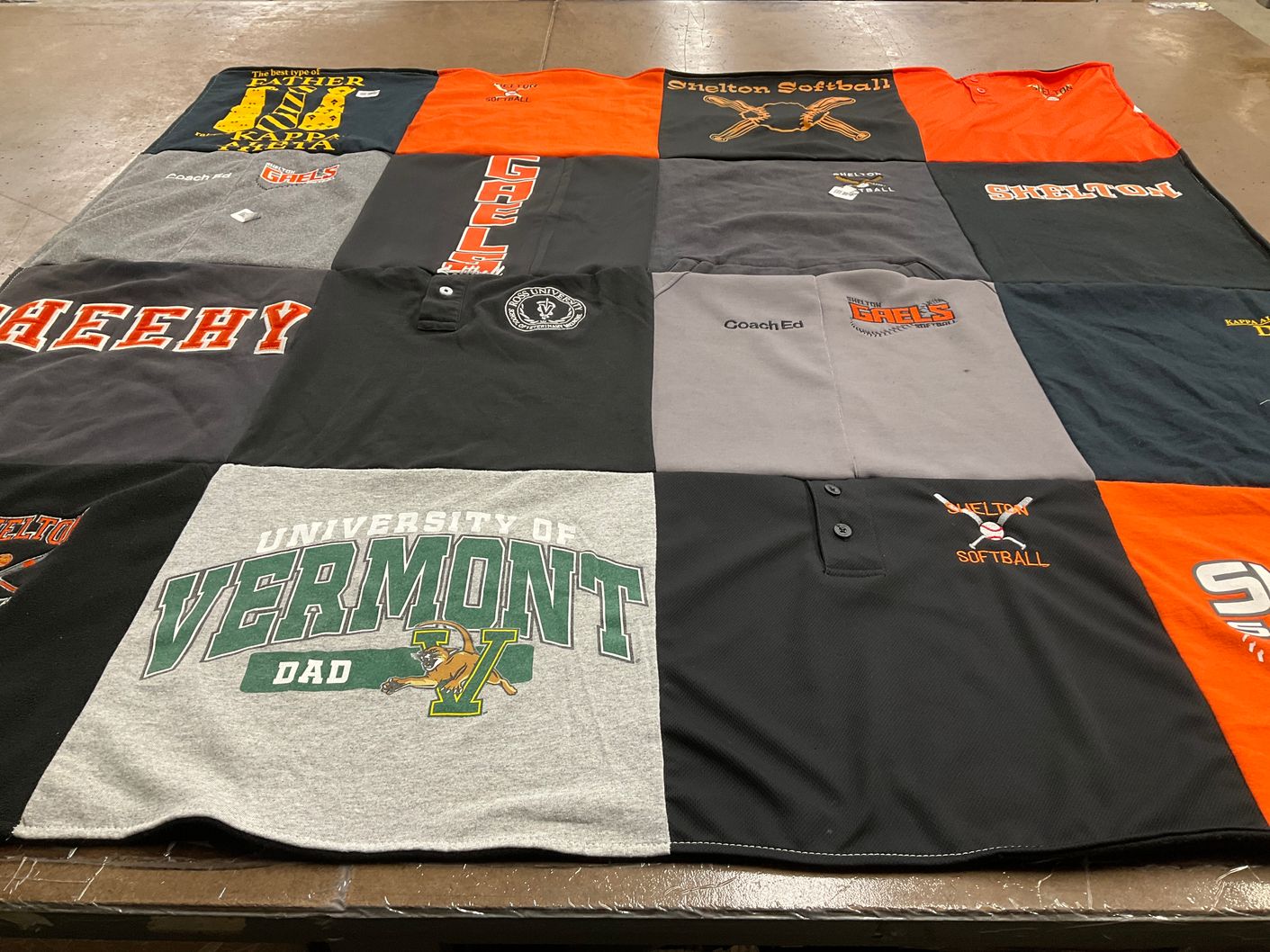 T-shirt quilt featuring shelton softball by Jodi from CT