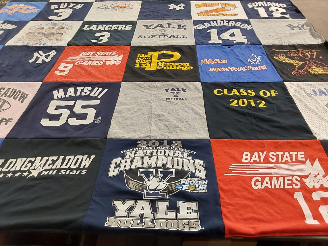 T-shirt quilt featuring western mass warriors by Nancy from MA