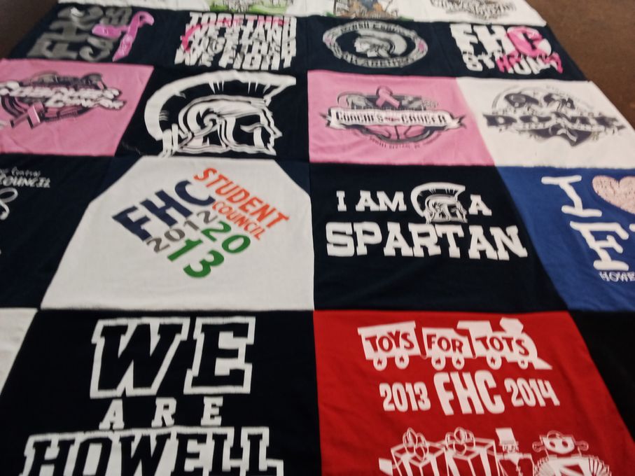 T-shirt quilt featuring howell high school, fenton high school by Jessica from MO