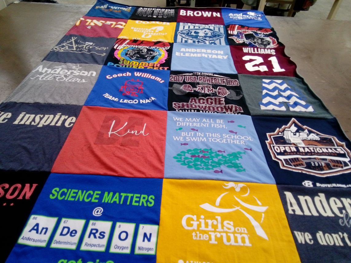 T-shirt quilt from anderson elementary school by Erin from TX