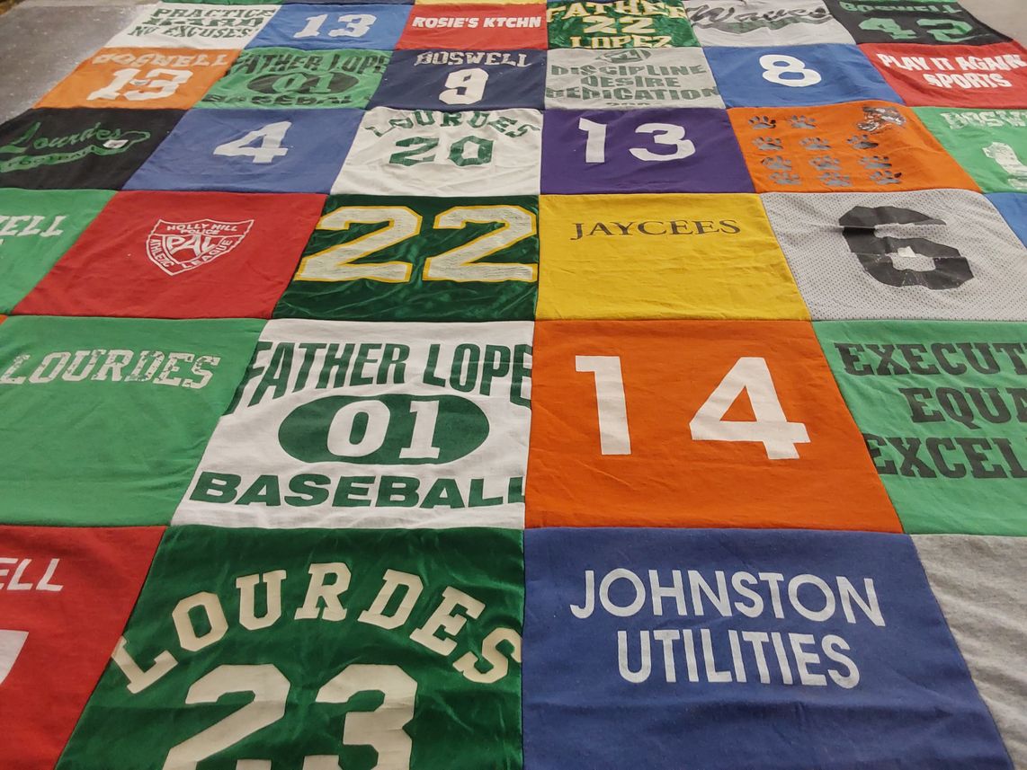 T-shirt quilt from father lopez university, lourdes college by Andrea from FL