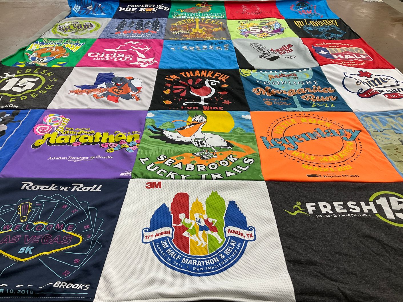 T-shirt quilt with running, marathons themes by Angela from TX