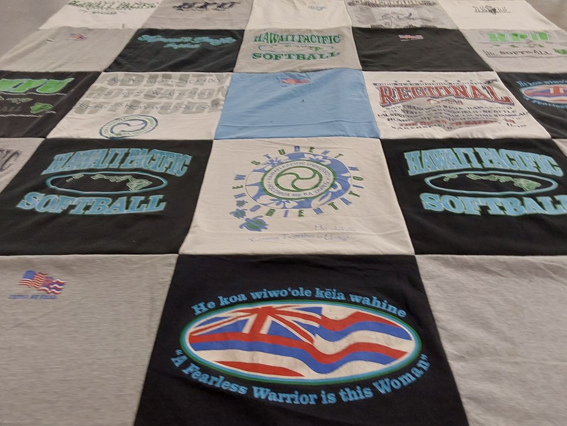 T-shirt quilt featuring hawaii pacific softball by Jennifer from WA