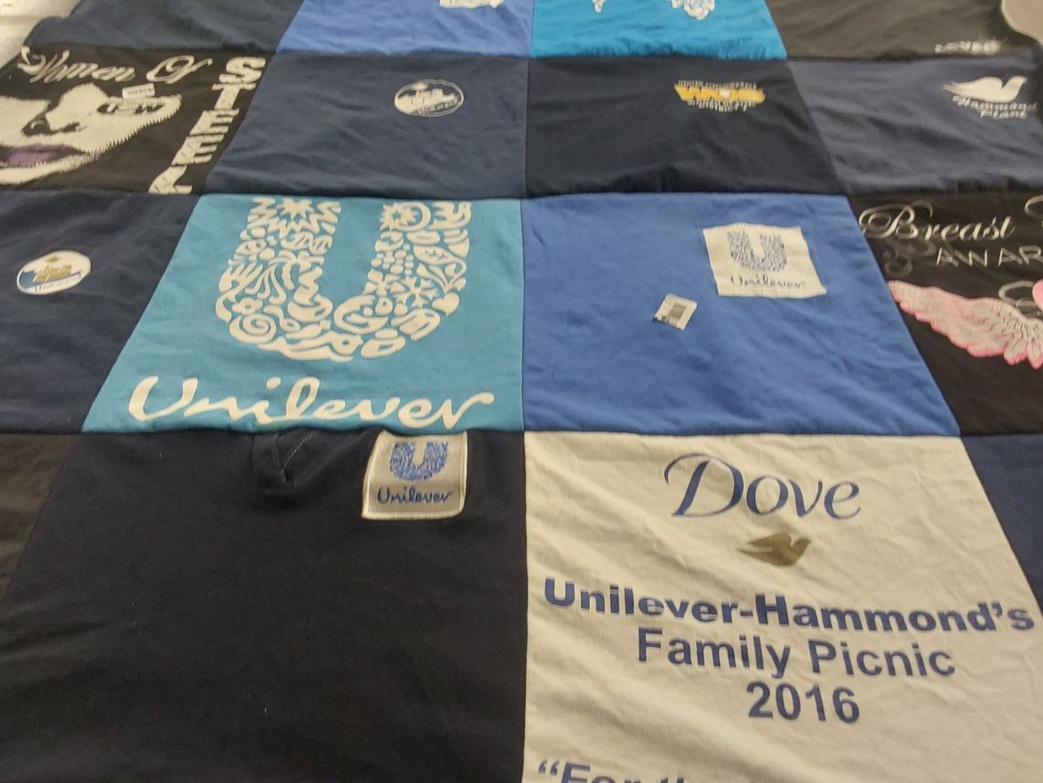 T-shirt quilt with corporate events, community gatherings themes by Kim from IL