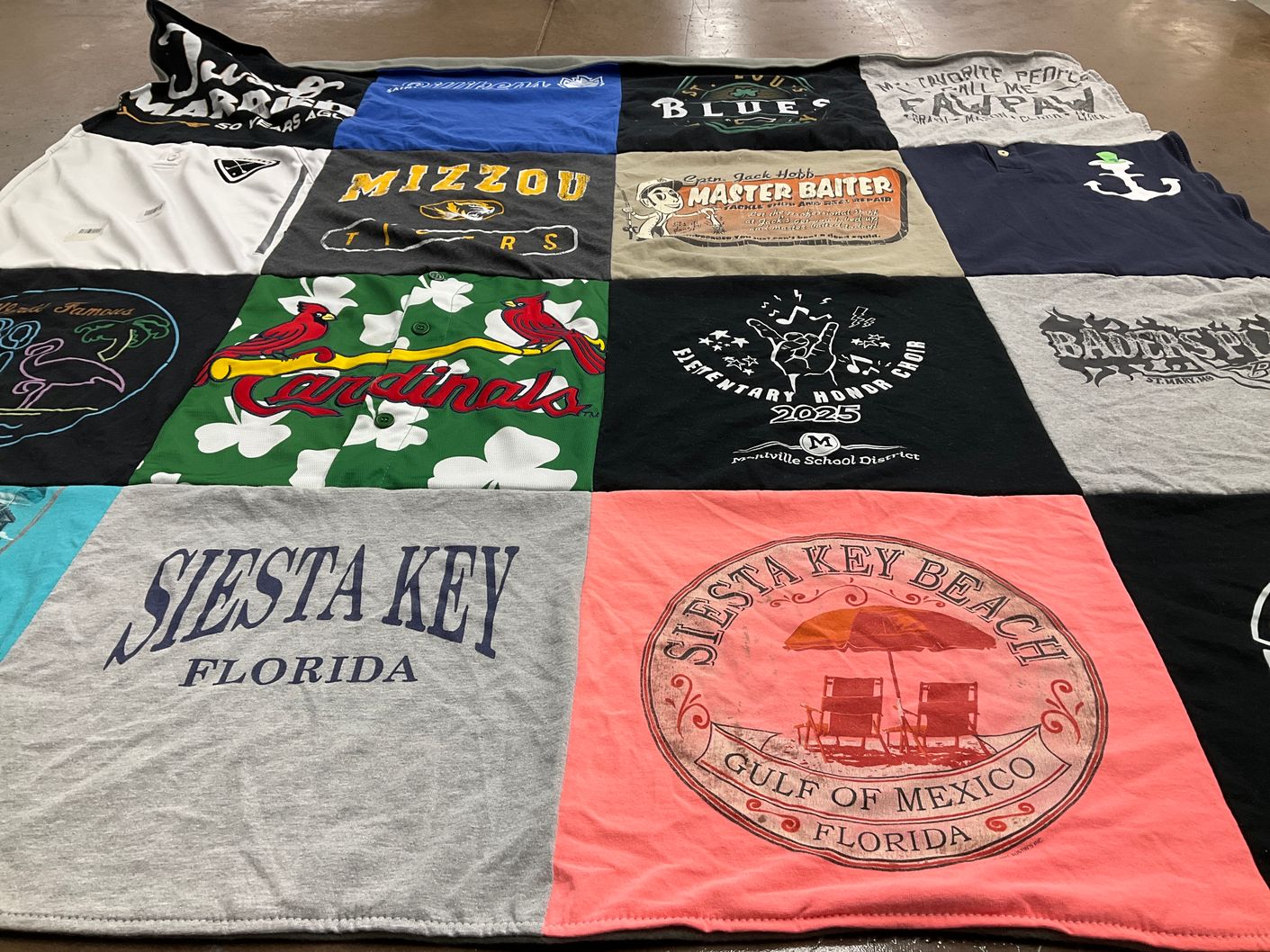 T-shirt quilt from missouri university, mountville school district by Sharon from MO