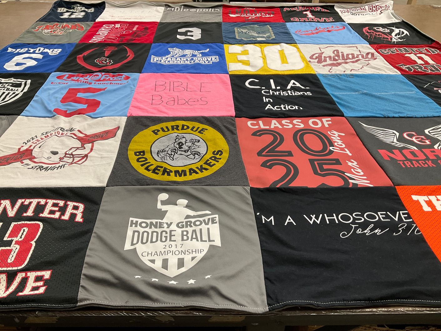 T-shirt quilt from purdue university by Kathy from IN