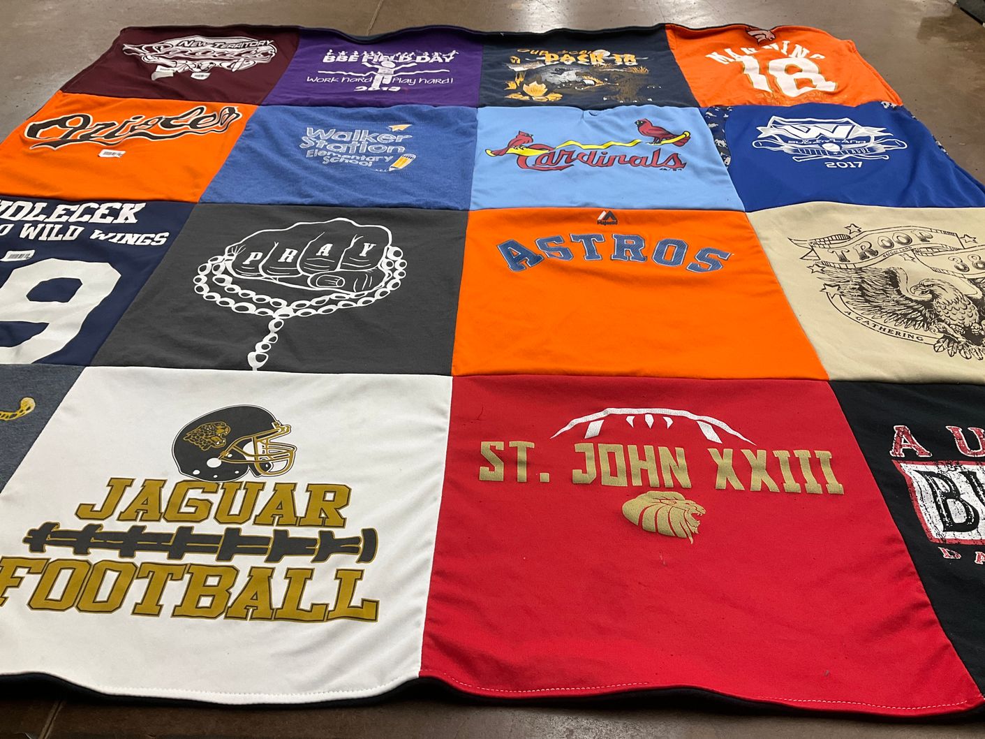 T-shirt quilt featuring jaguar football by Katherine from TX