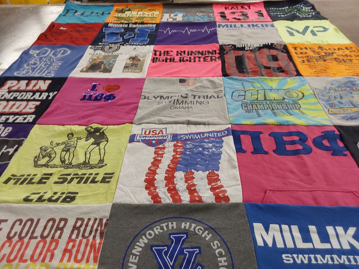 T-shirt quilt from lenworth high school, millikin university by Kaley from KS