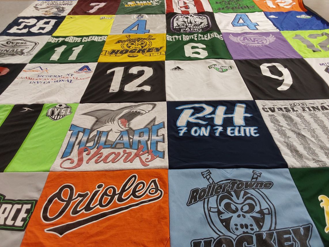 T-shirt quilt featuring tulare sharks, tulare force fe by Megan from CA