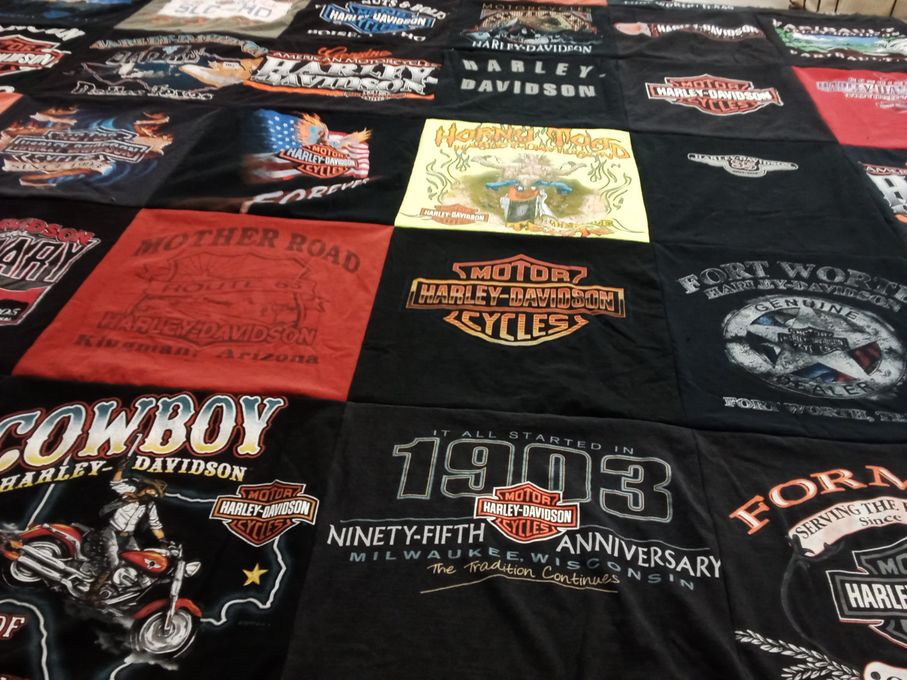 T-shirt quilt with motorcycles, biking themes by WILLIAM from TX