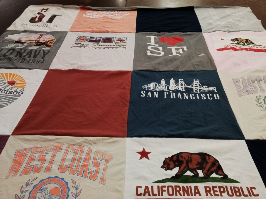T-shirt quilt with travel, california themes by Alleigh from UT