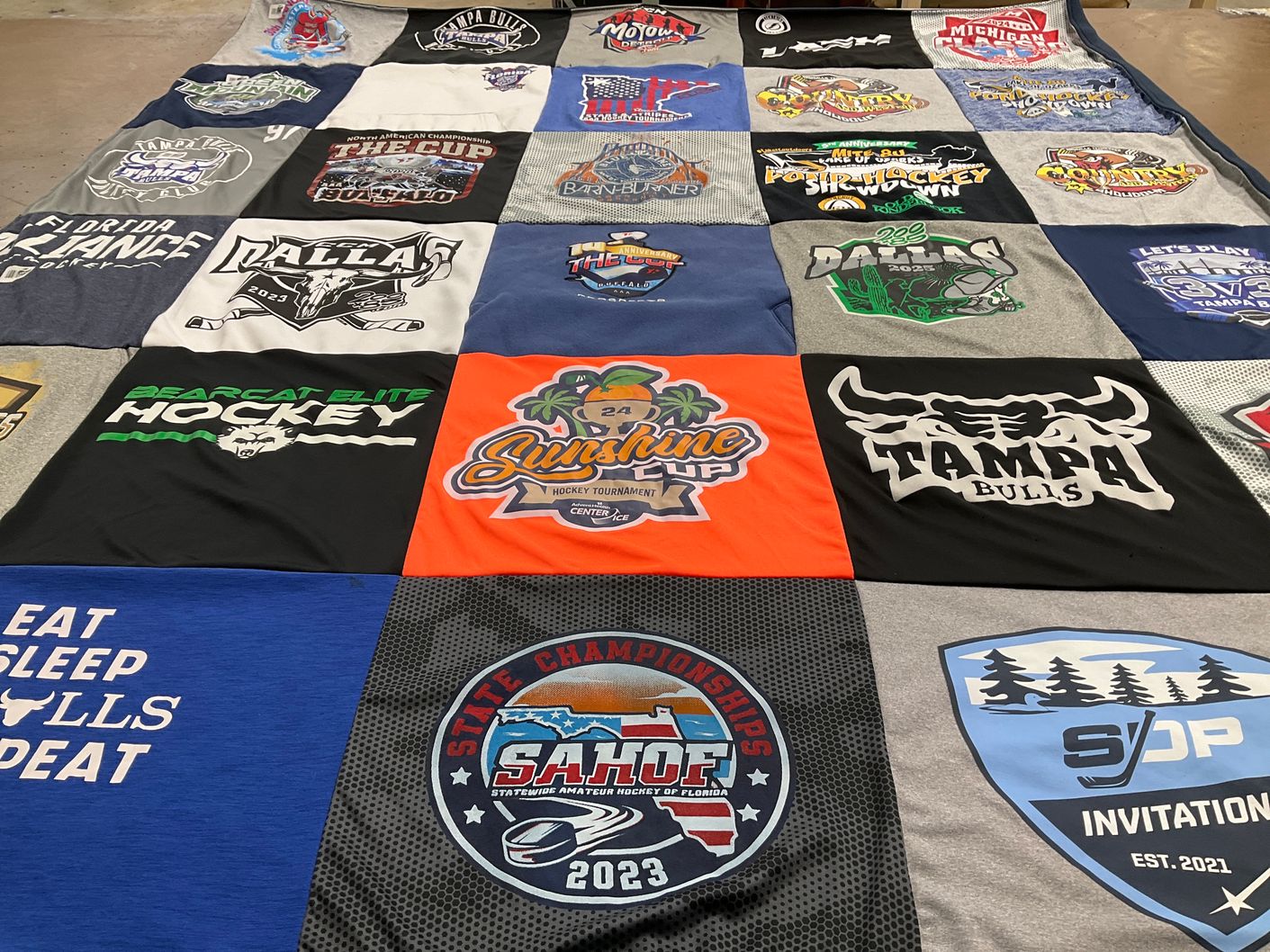 T-shirt quilt featuring tampa bulls, bearcat elite hockey by Megan from FL